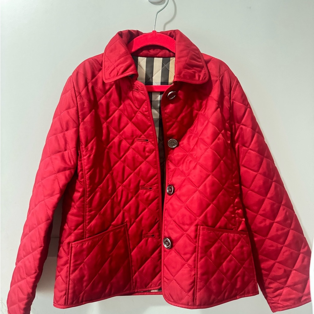 Kids Burberry Red Quilted Kids Puffer Jacket